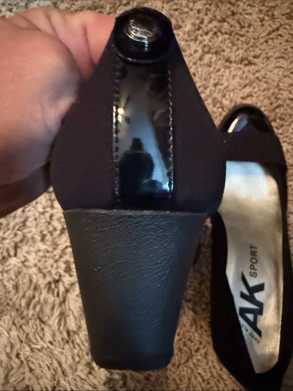 Anne Klein Sport Black Wedge Dress Shoes with Studded Patent Toe - Picture 10 of 10